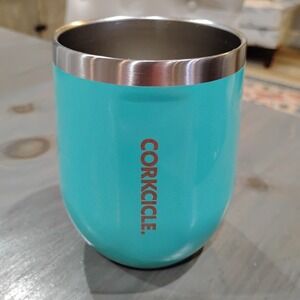 Corkcicle 12 oz Stainless Steel Stemless Wine Tumbler Clear Lid Rubber Grip Base